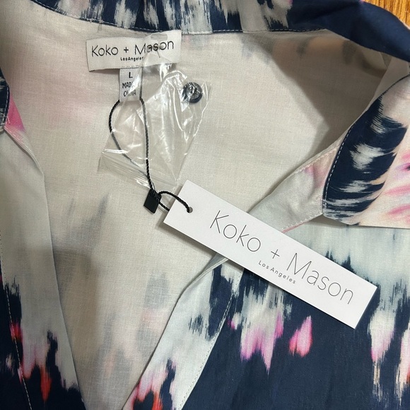 KOKO + MASON Women’s Short Sleeve Paisley Tie Dye Midi Belted Dress Sz L - Picture 8 of 11